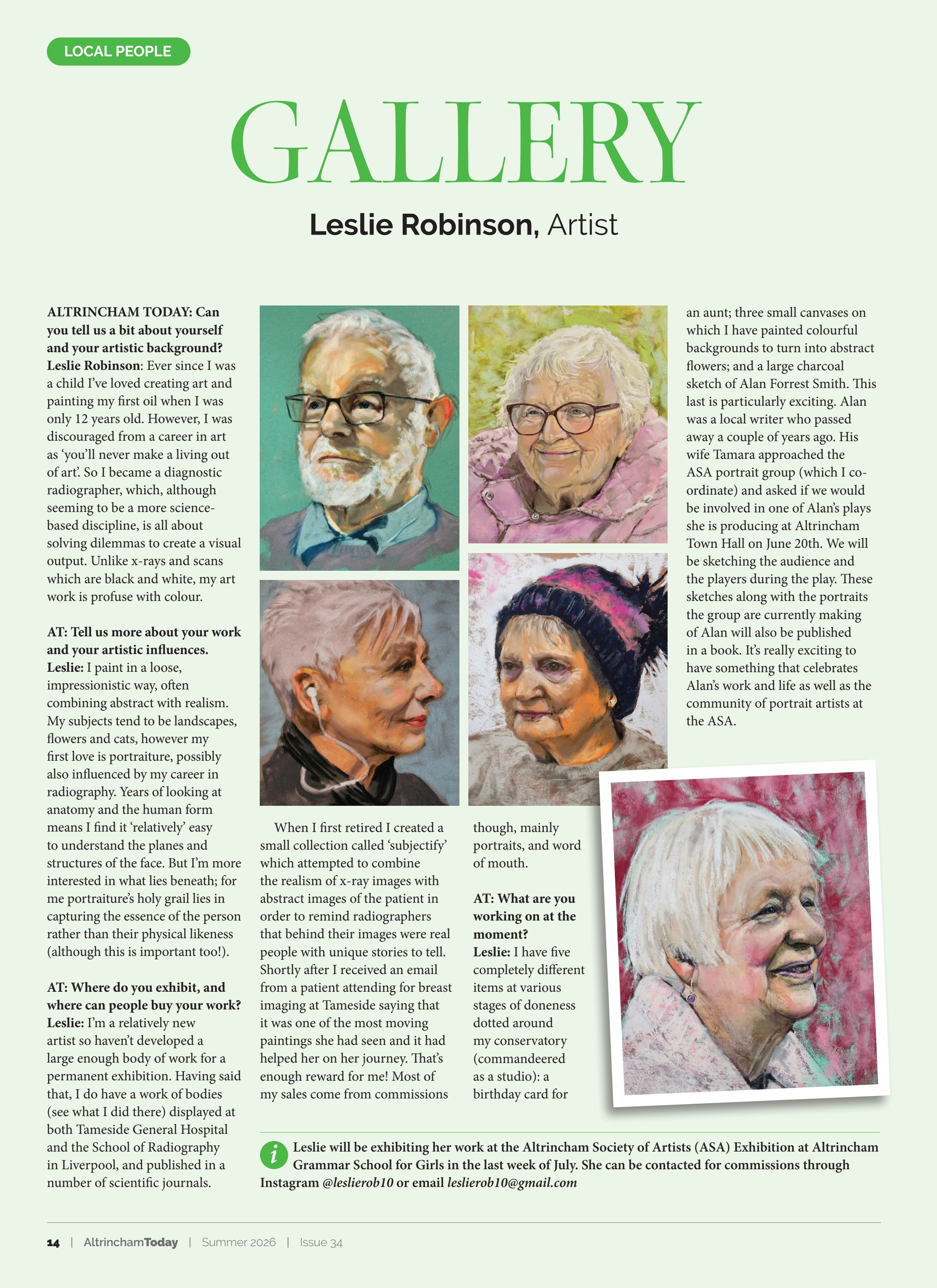 Altrincham Today summer 2026 — Gallery feature on Leslie Robinson