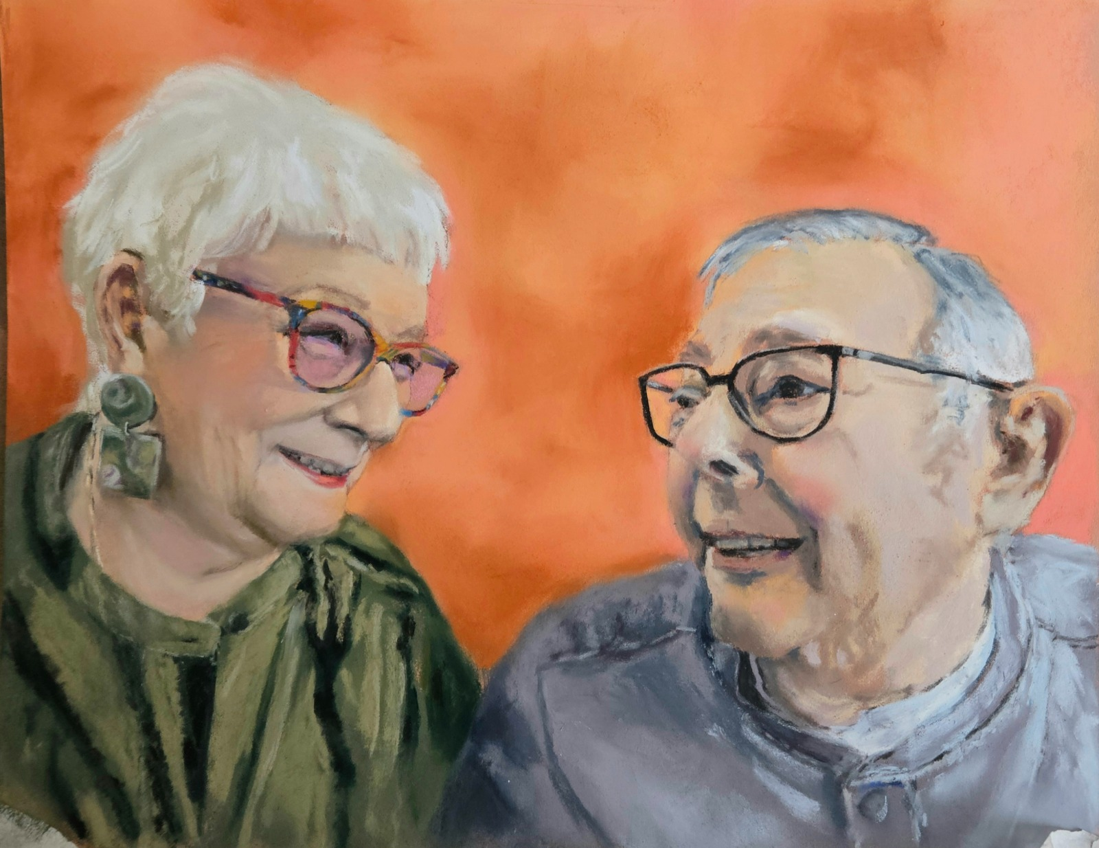 Detail of a hand-painted portrait commission by Leslie Robinson