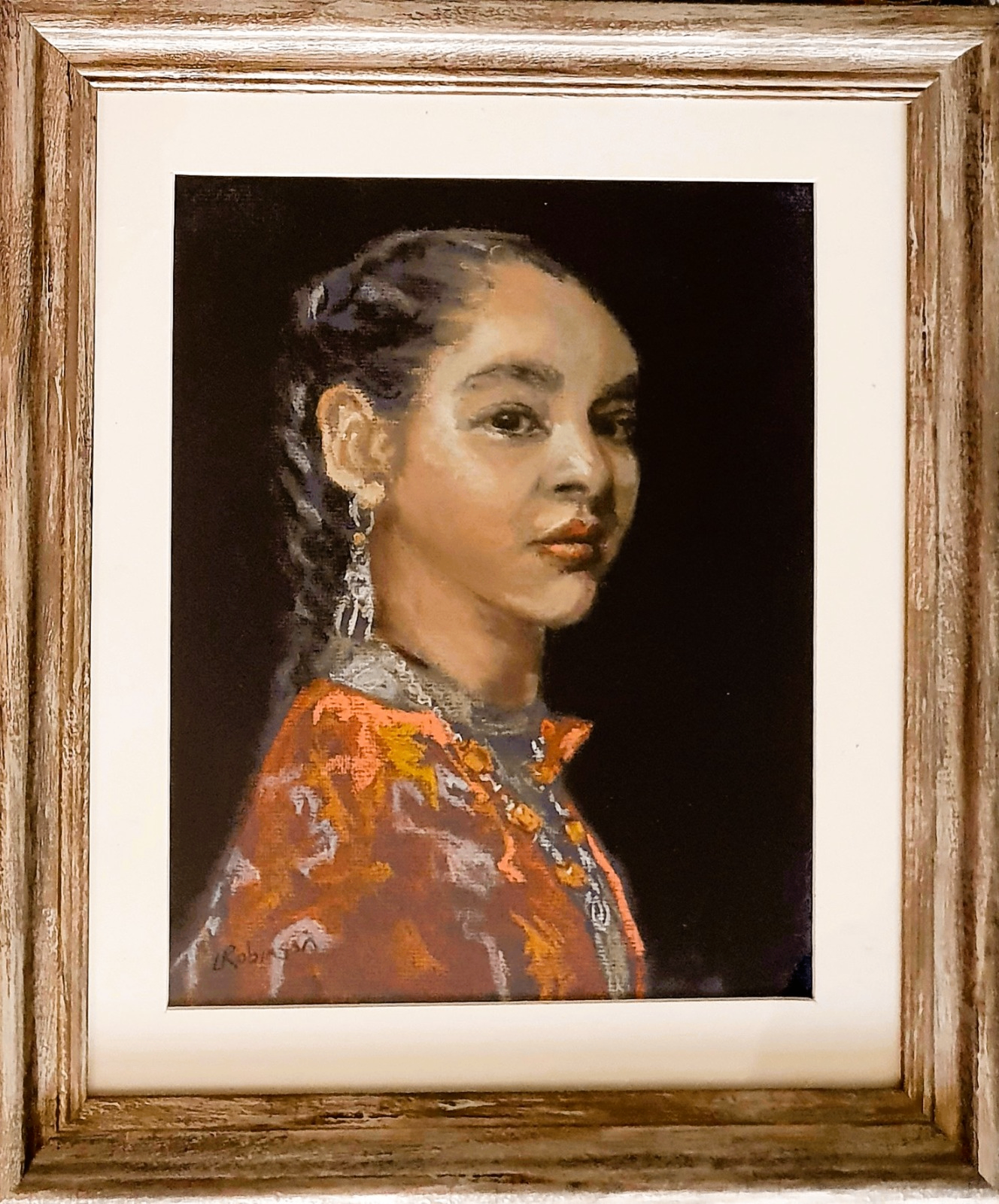 Framed in a standing wooden frame